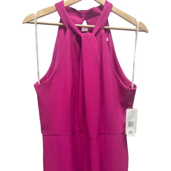 Julia Jordan NWT Knot Neck Neon Pink Halter Jumpsuit - Picture 6 of 10